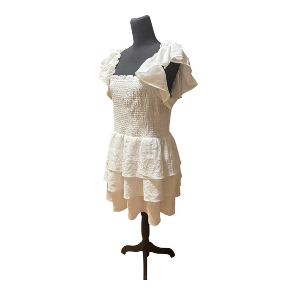 Express White Ruffled Mini Dress - Picture 2 of 8